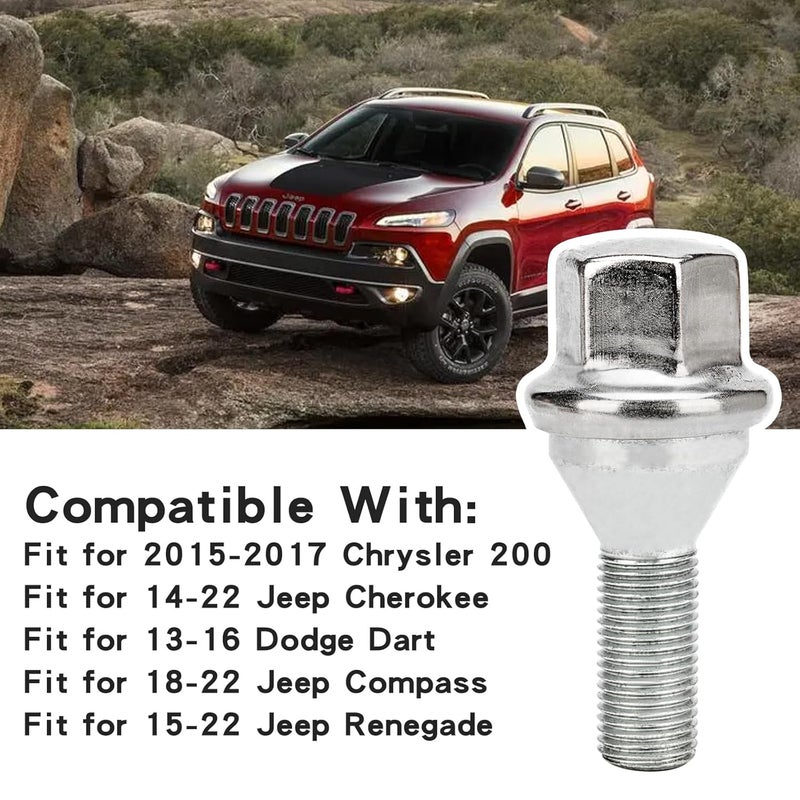VODCACA 20pcs Wheel Lug Bolts M12x1.25 for 2014-2022 Jeep Cherokee, Upgrade 19mm Hex Length 28mm, Replace# 611-005 Compatible with Dodge Dart, Compass, Renegade, Chrysler - Image 3